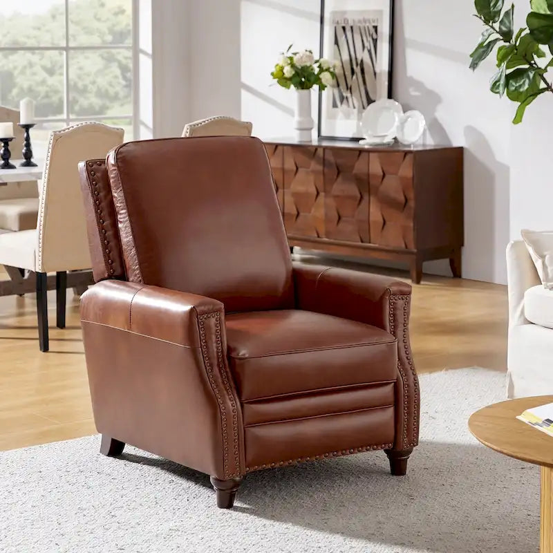Fauteuil inclinable en cuir véritable de style médiéval-moderne en forme de cigare