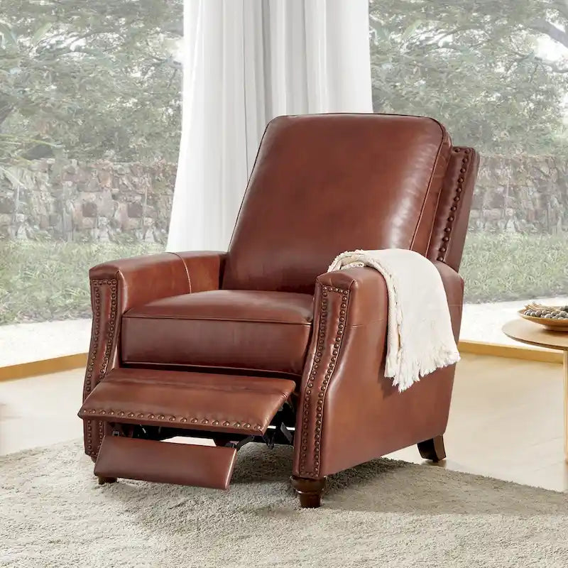 Fauteuil inclinable en cuir véritable de style médiéval-moderne en forme de cigare