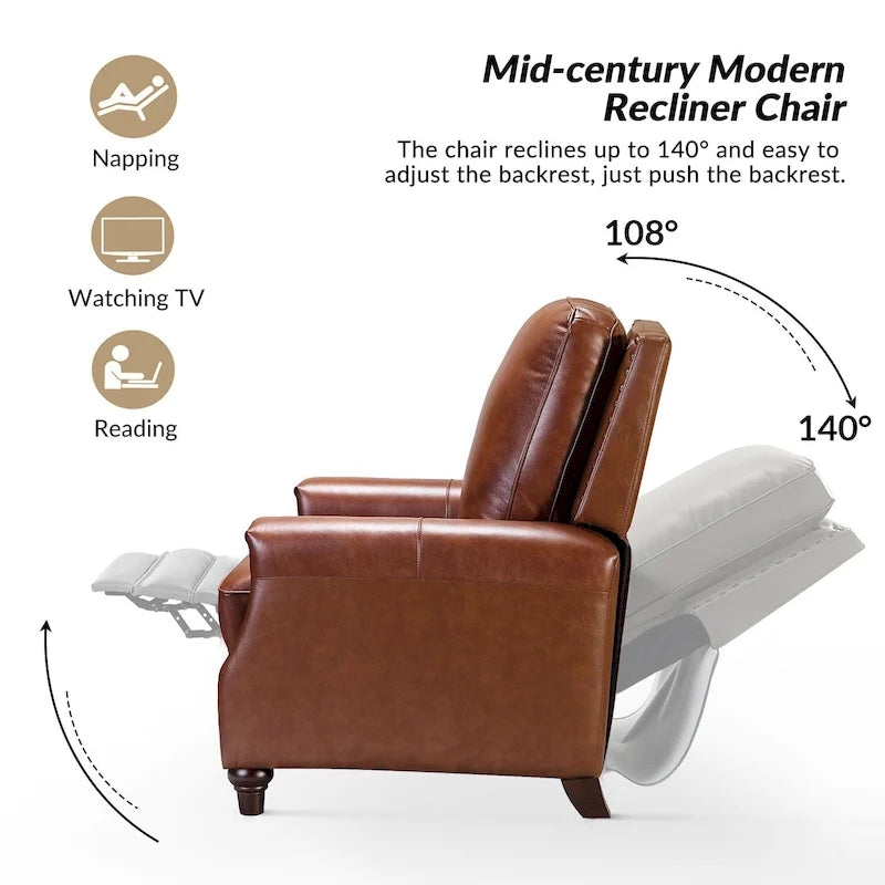 Fauteuil inclinable en cuir véritable de style médiéval-moderne en forme de cigare