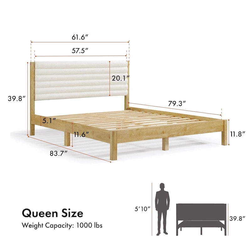 Lit plateforme queen matelassé capitonné de style moderne