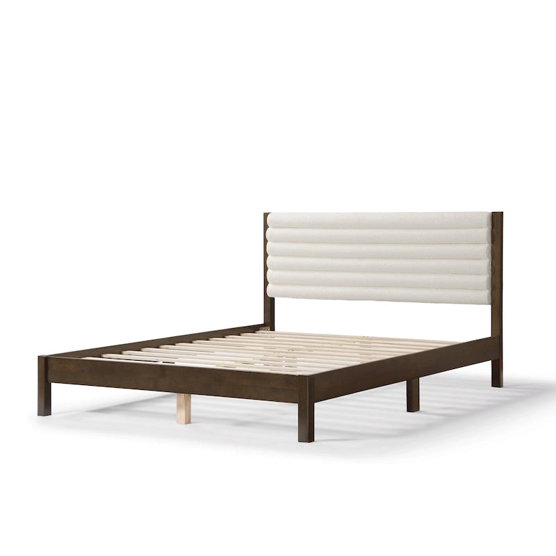 Lit plateforme queen matelassé capitonné de style moderne