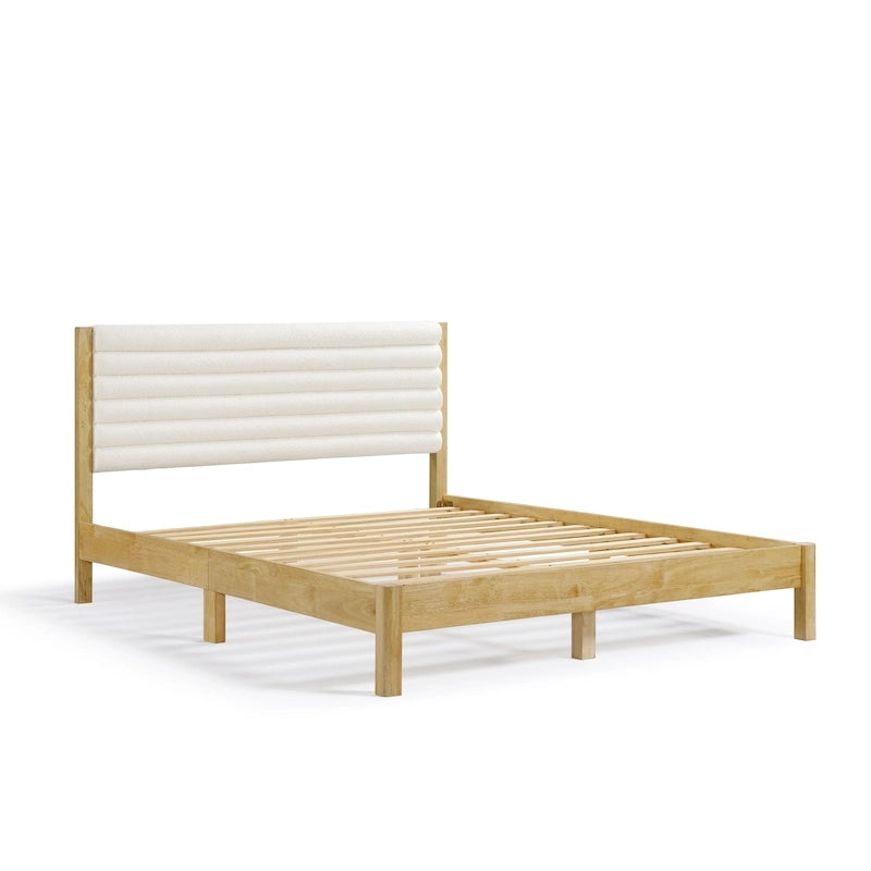 Lit plateforme queen matelassé capitonné de style moderne