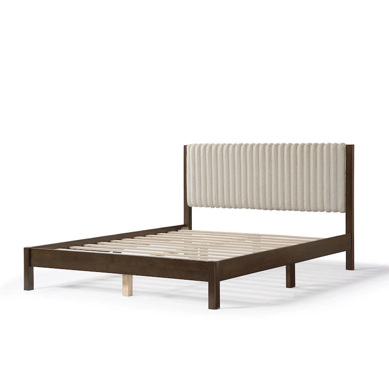 Lit plateforme queen matelassé capitonné de style moderne