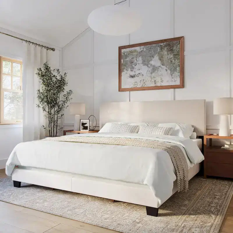 Lit King moderne, sommier tapissier requis
