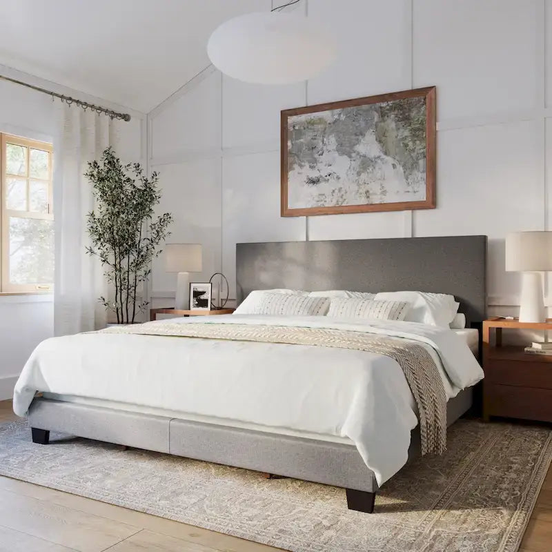 Lit King moderne, sommier tapissier requis
