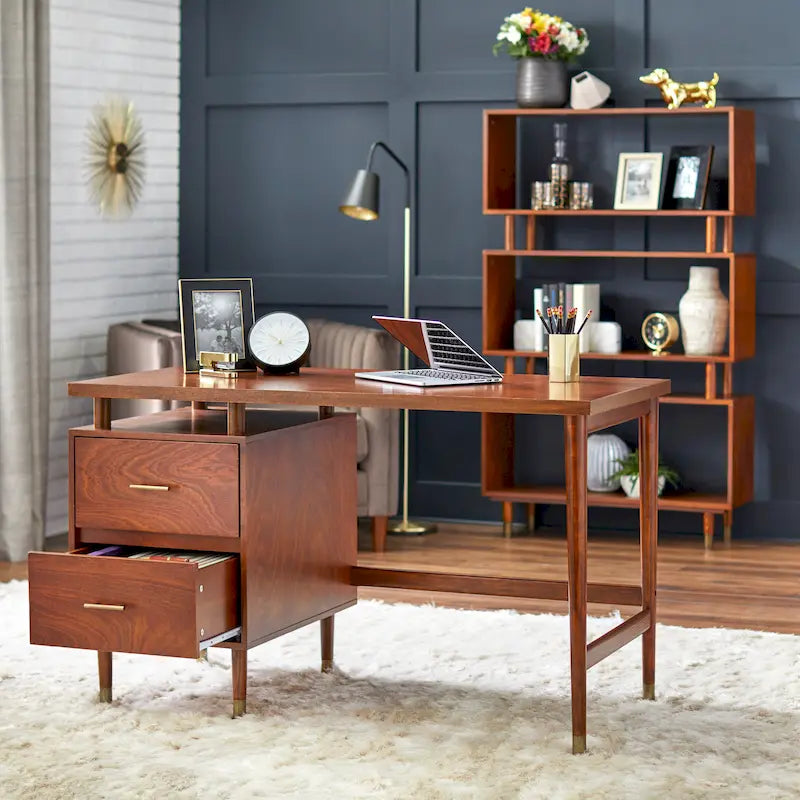 Bureau moderne de style médiéval à double tiroir