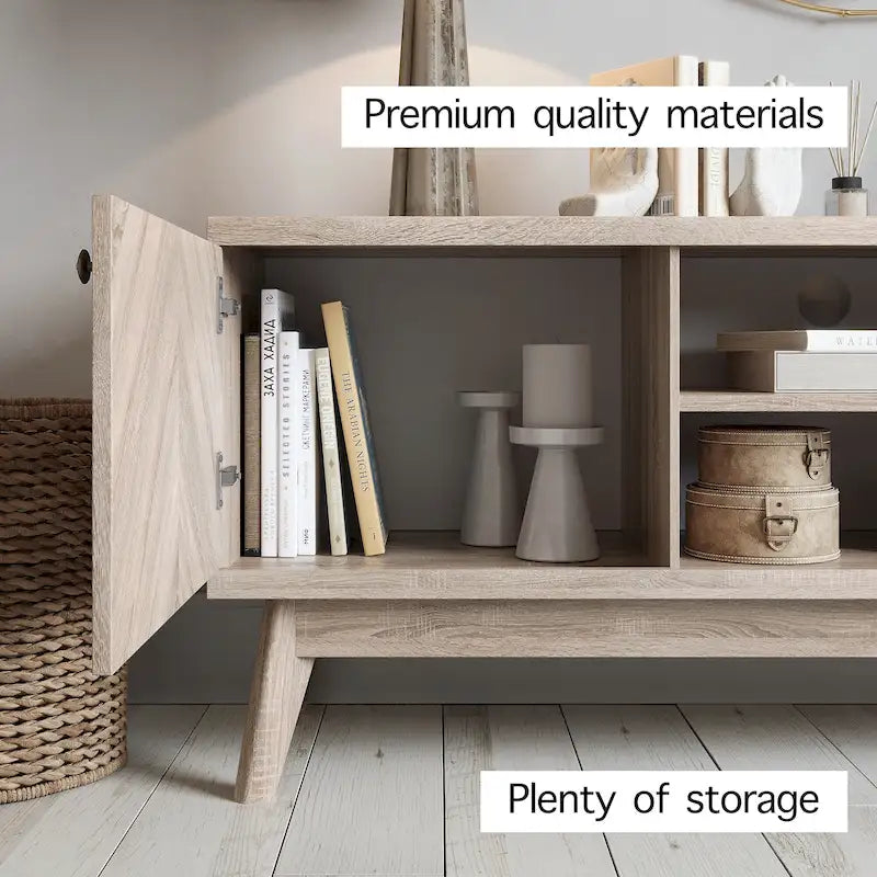 Meuble TV à chevrons moderne du milieu du siècle