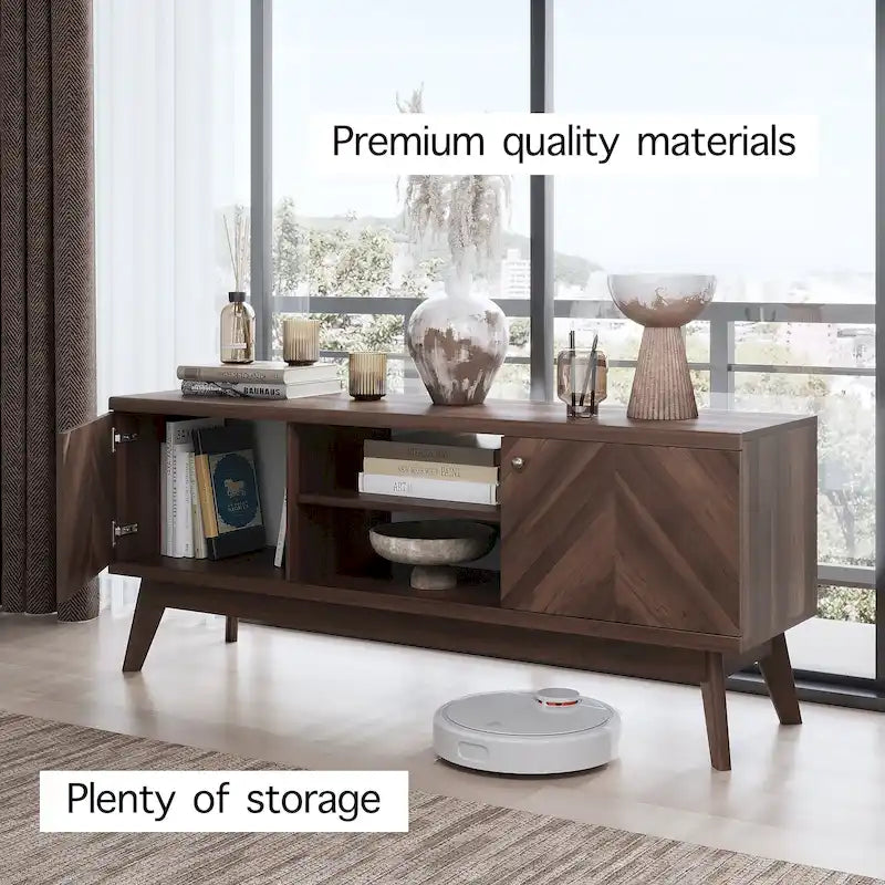 Meuble TV à chevrons moderne du milieu du siècle