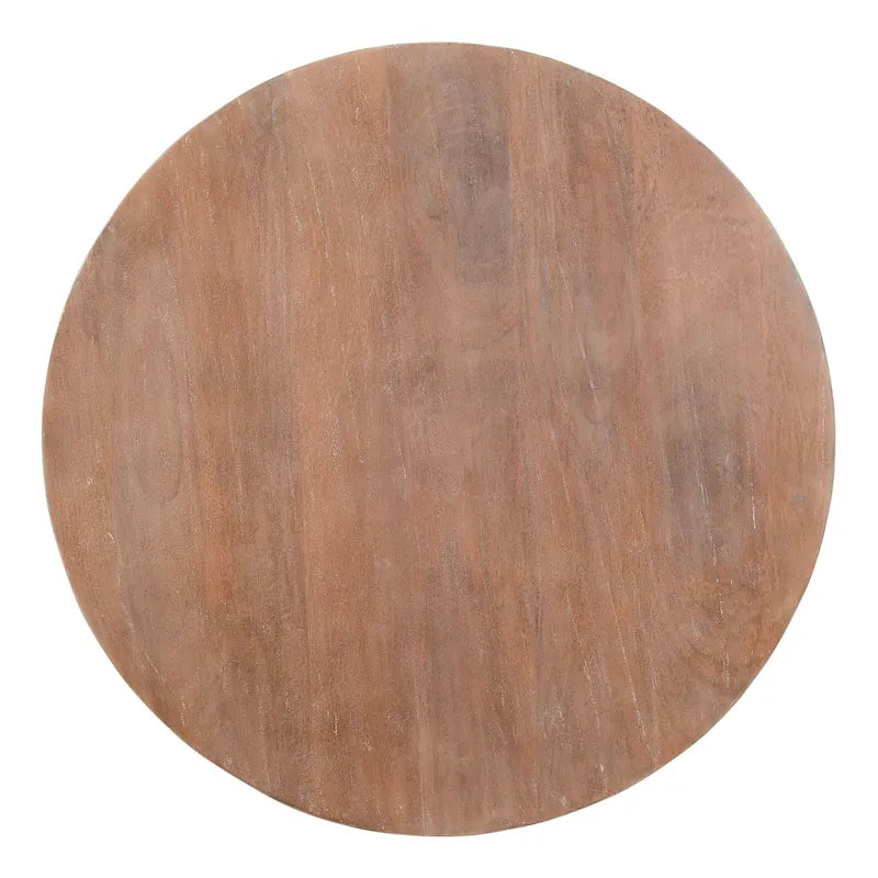 Table basse en bois, piètement en bois, finition marron vieilli