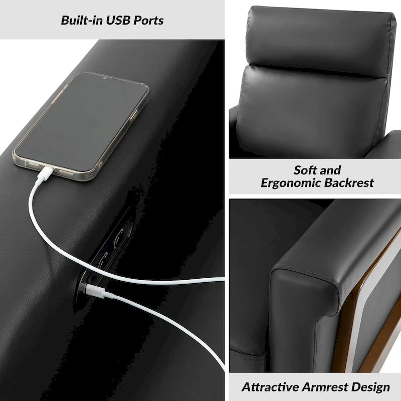 Fauteuil inclinable électrique moderne en cuir avec port USB