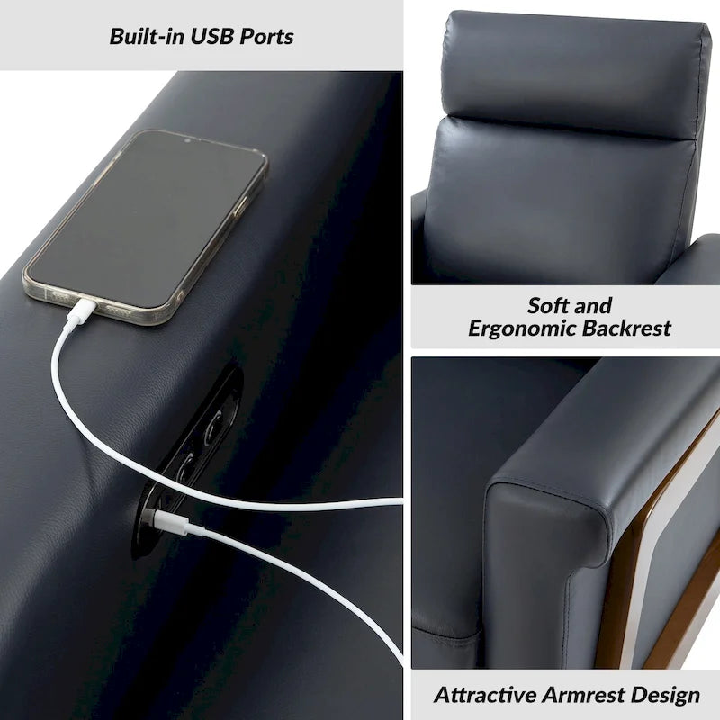 Fauteuil inclinable électrique moderne en cuir avec port USB