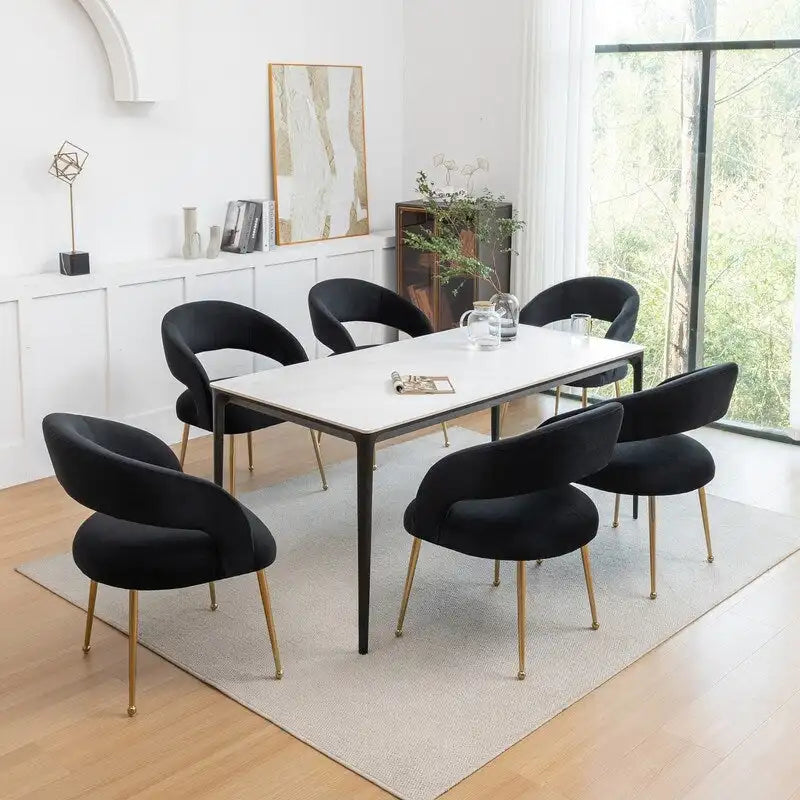 Chaise de salle à manger sans dossier en velours, style Mid-Century Modern