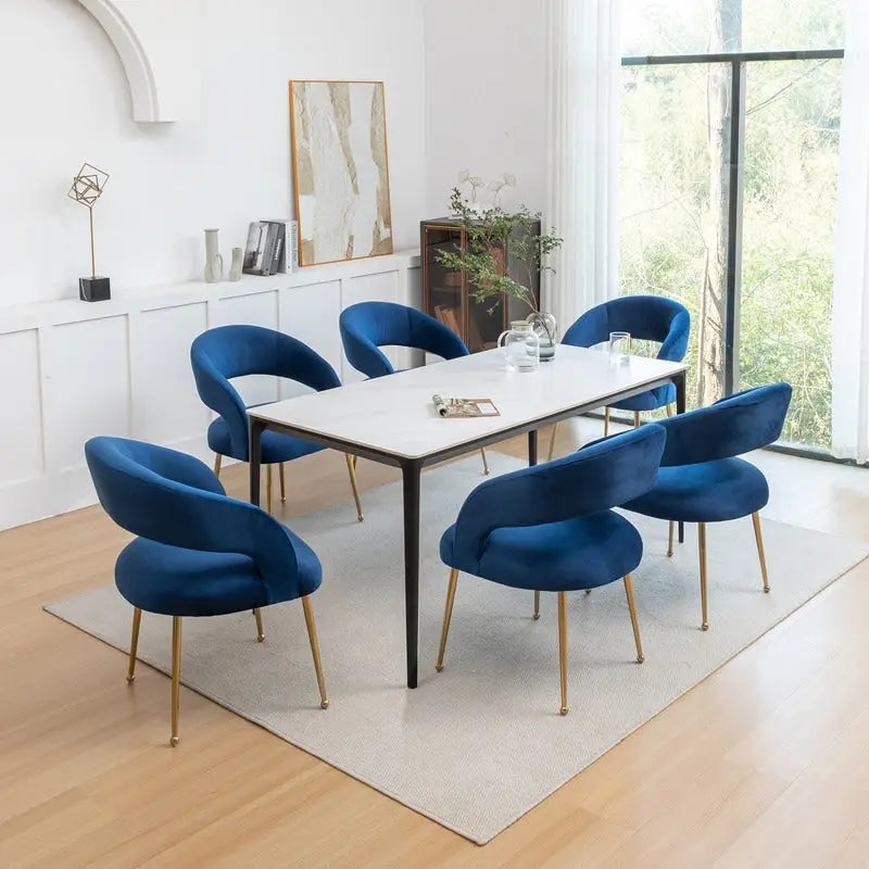 Chaise de salle à manger sans dossier en velours, style Mid-Century Modern