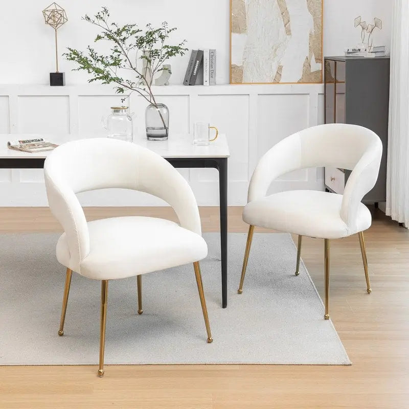 Chaise de salle à manger sans dossier en velours, style Mid-Century Modern