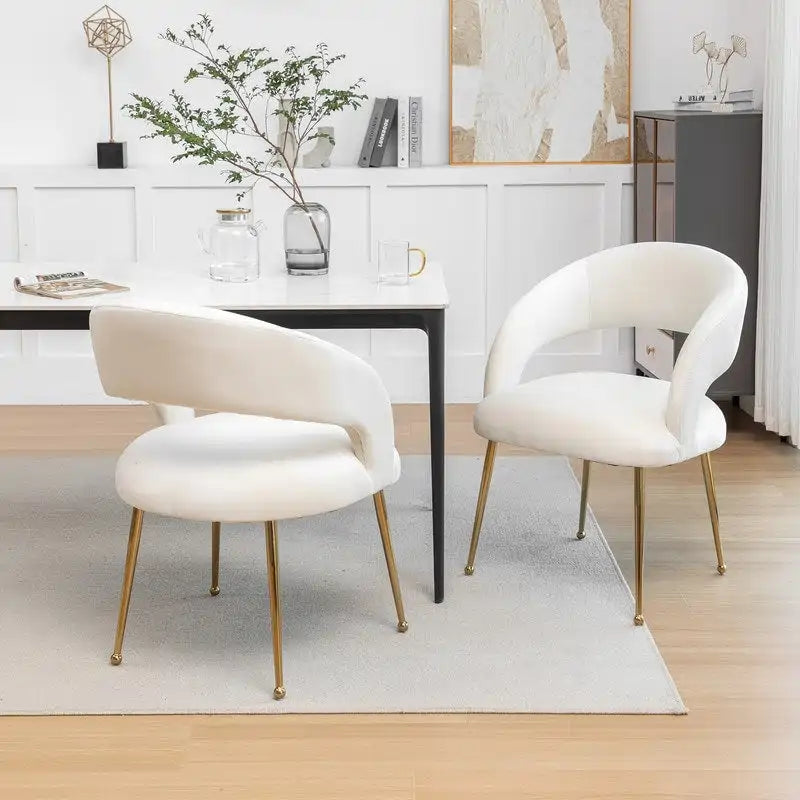 Chaise de salle à manger sans dossier en velours, style Mid-Century Modern
