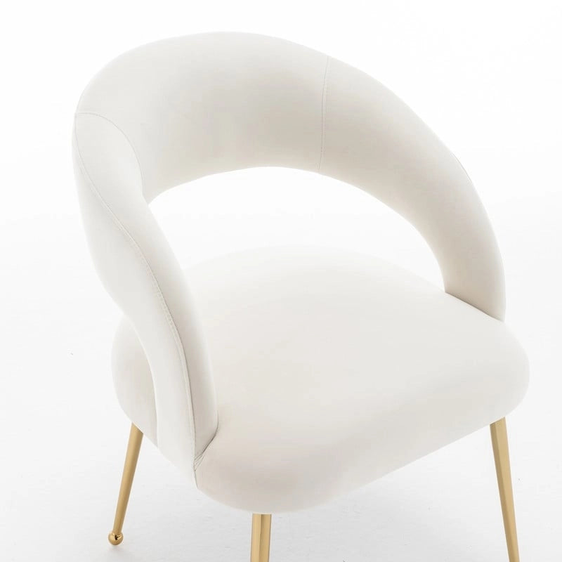 Chaise de salle à manger sans dossier en velours, style Mid-Century Modern