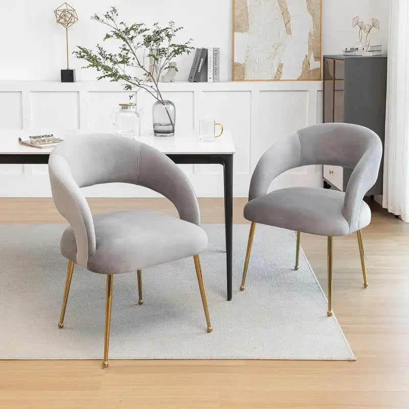 Chaise de salle à manger sans dossier en velours, style Mid-Century Modern