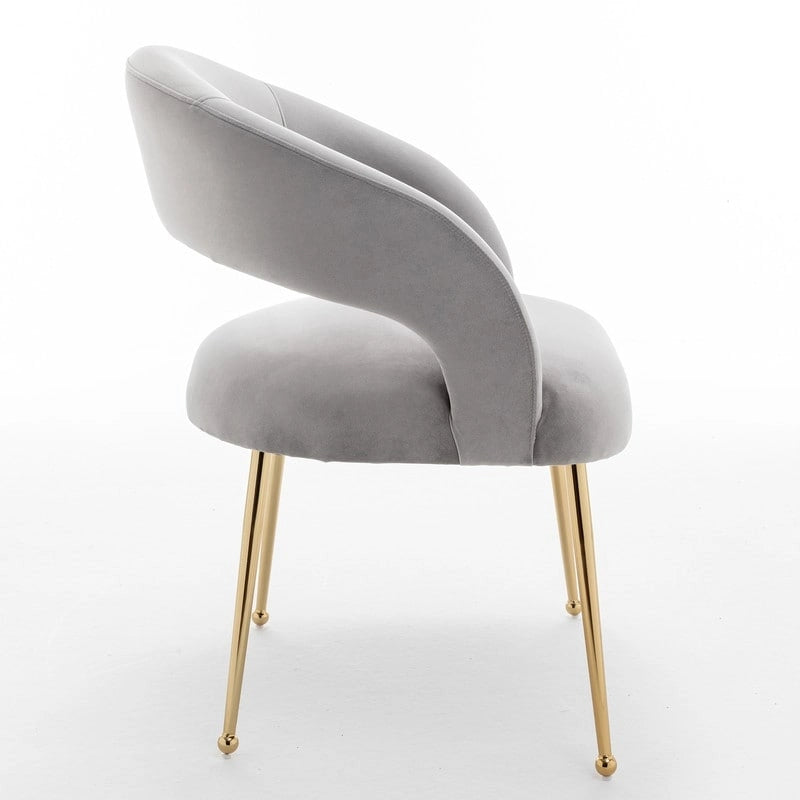 Chaise de salle à manger sans dossier en velours, style Mid-Century Modern