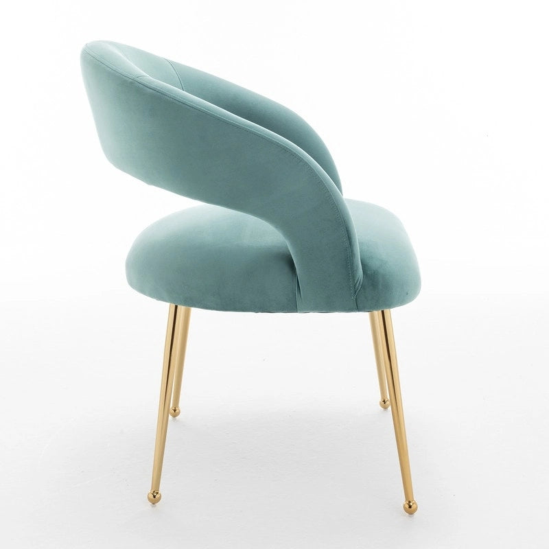 Chaise de salle à manger sans dossier en velours, style Mid-Century Modern