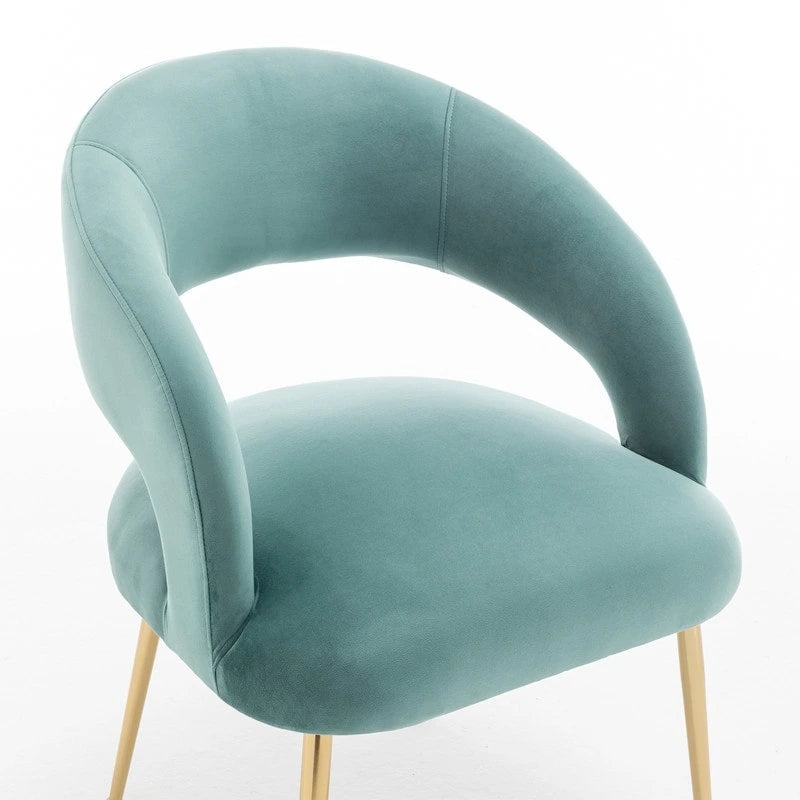 Chaise de salle à manger sans dossier en velours, style Mid-Century Modern