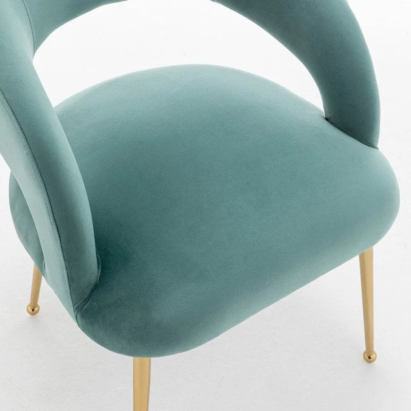 Chaise de salle à manger sans dossier en velours, style Mid-Century Modern