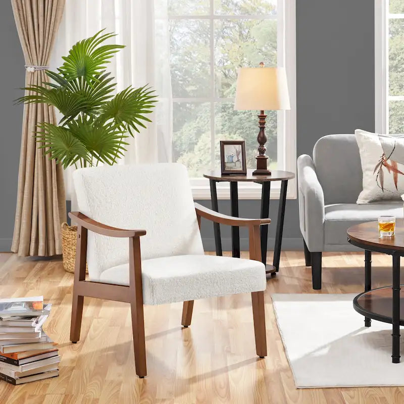Fauteuil rembourré — Fauteuil en tissu bouclette