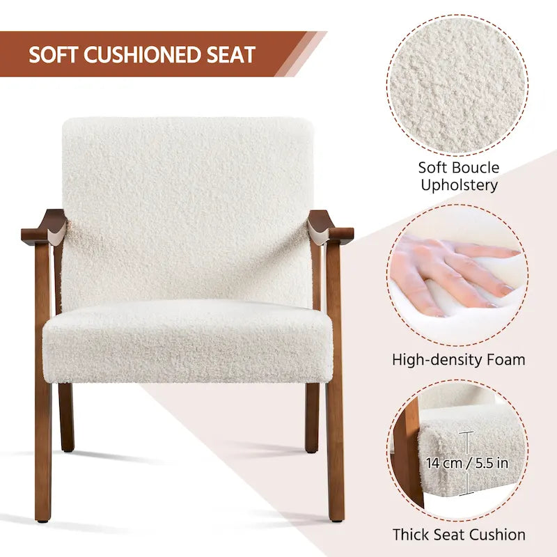 Fauteuil rembourré — Fauteuil en tissu bouclette