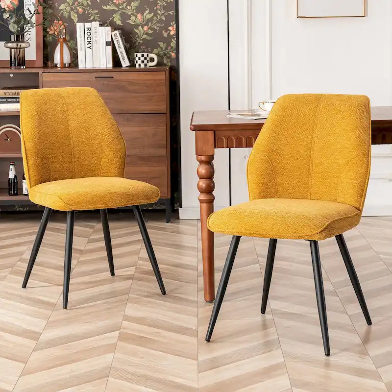 Chaises de salle à manger sans accoudoirs en tissu style milieu de siècle, lot de 2
