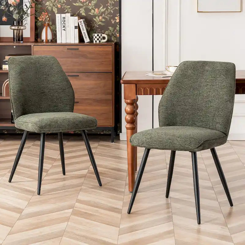 Chaises de salle à manger sans accoudoirs en tissu style milieu de siècle, lot de 2