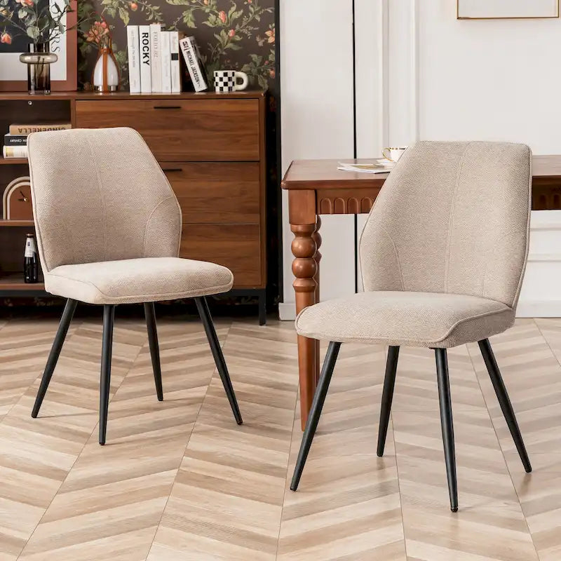 Chaises de salle à manger sans accoudoirs en tissu style milieu de siècle, lot de 2