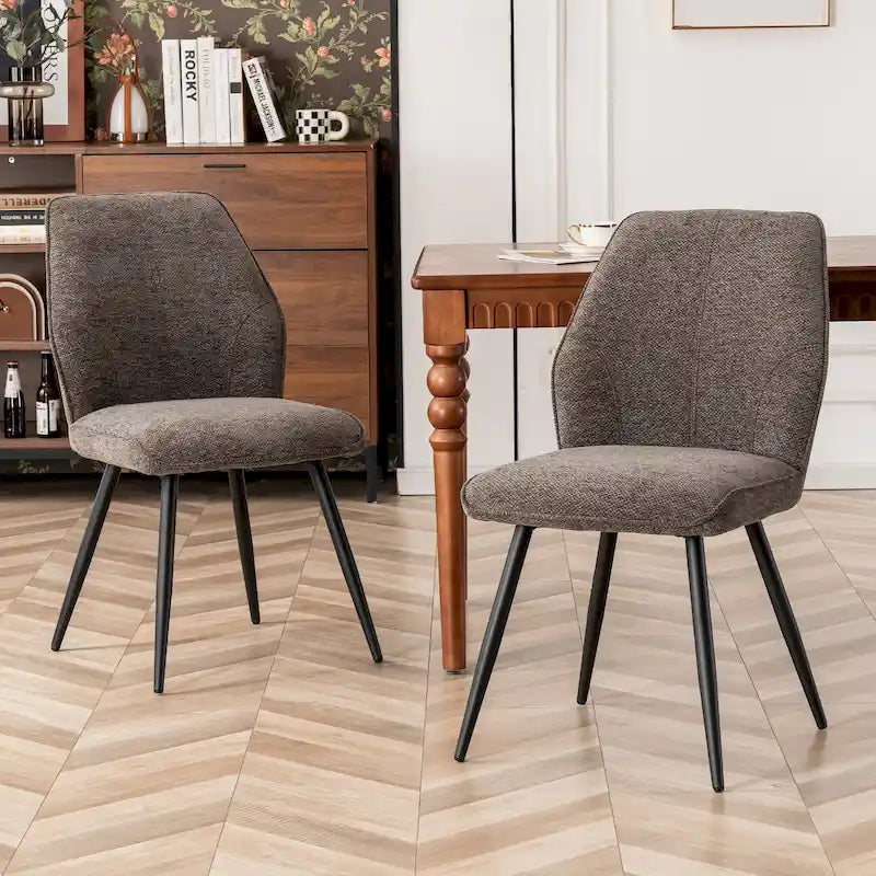Chaises de salle à manger sans accoudoirs en tissu style milieu de siècle, lot de 2
