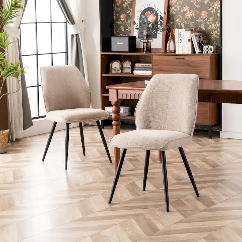 Chaises de salle à manger sans accoudoirs en tissu style milieu de siècle, lot de 2