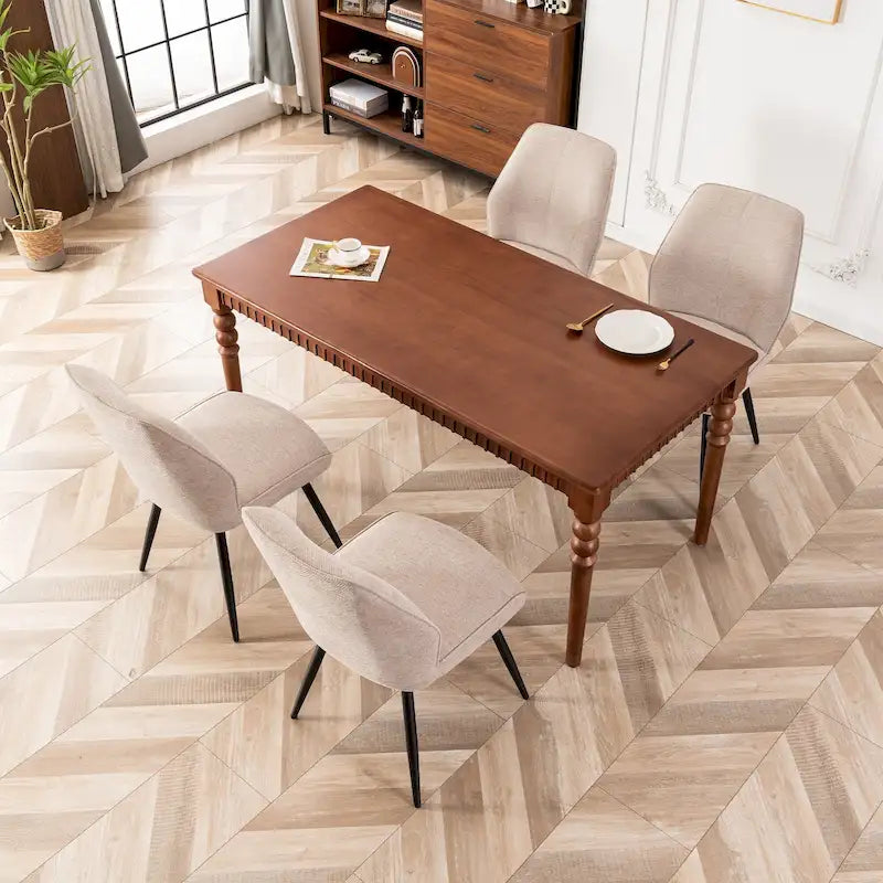 Chaises de salle à manger sans accoudoirs en tissu style milieu de siècle, lot de 2