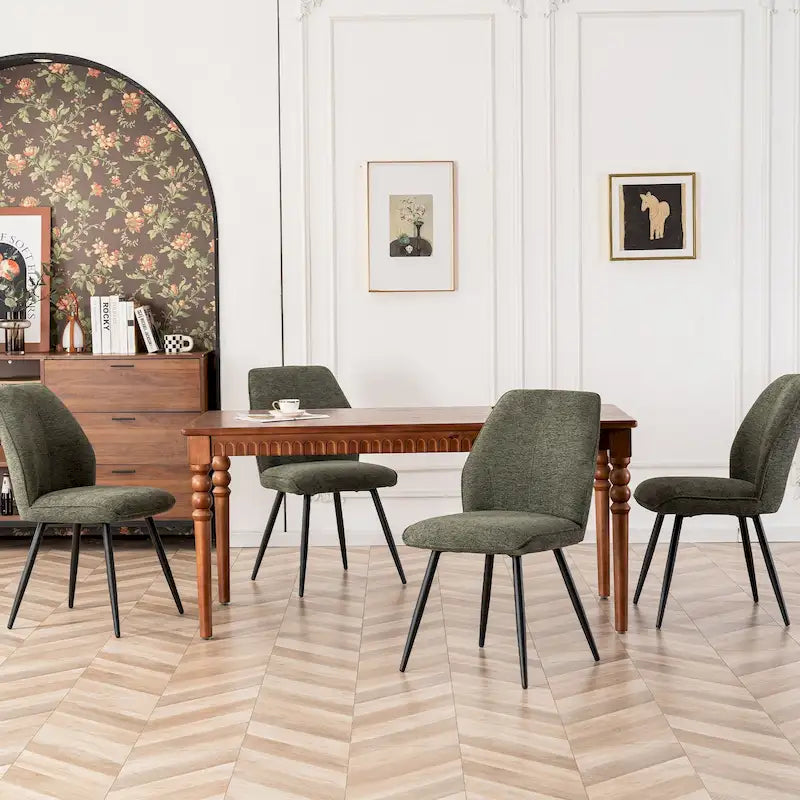 Chaises de salle à manger sans accoudoirs en tissu style milieu de siècle, lot de 2