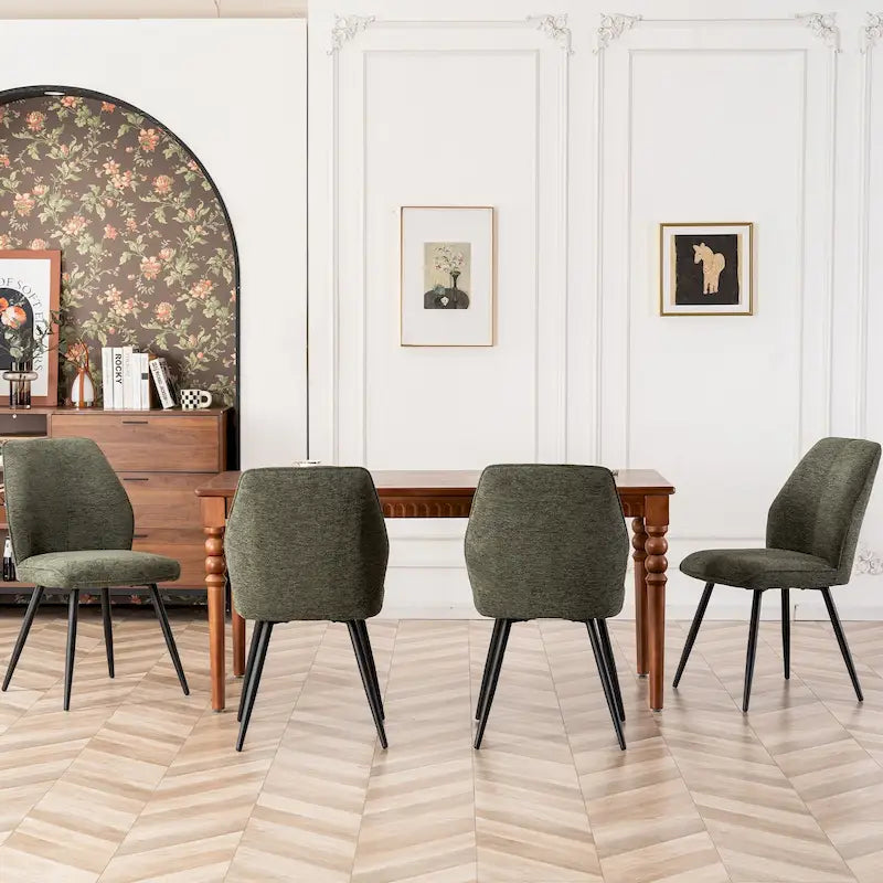 Chaises de salle à manger sans accoudoirs en tissu style milieu de siècle, lot de 2
