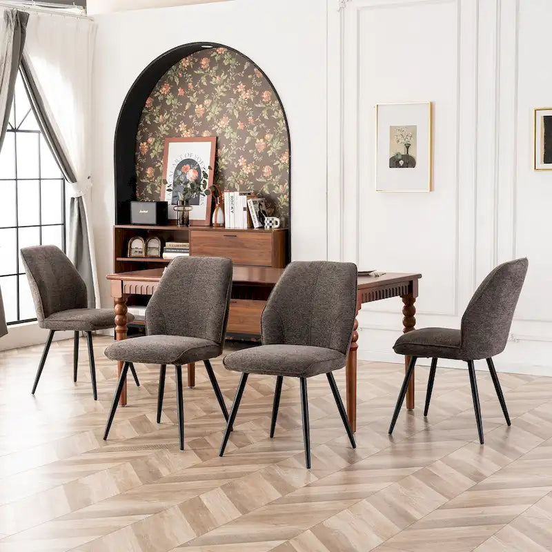 Chaises de salle à manger sans accoudoirs en tissu style milieu de siècle, lot de 2