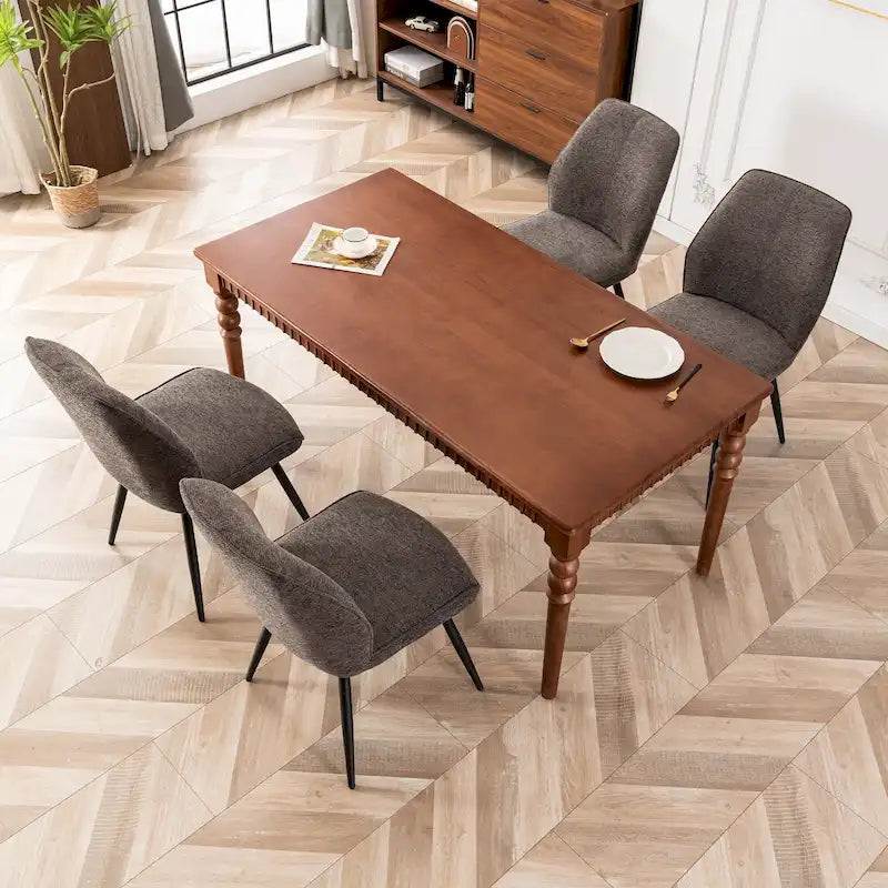 Chaises de salle à manger sans accoudoirs en tissu style milieu de siècle, lot de 2