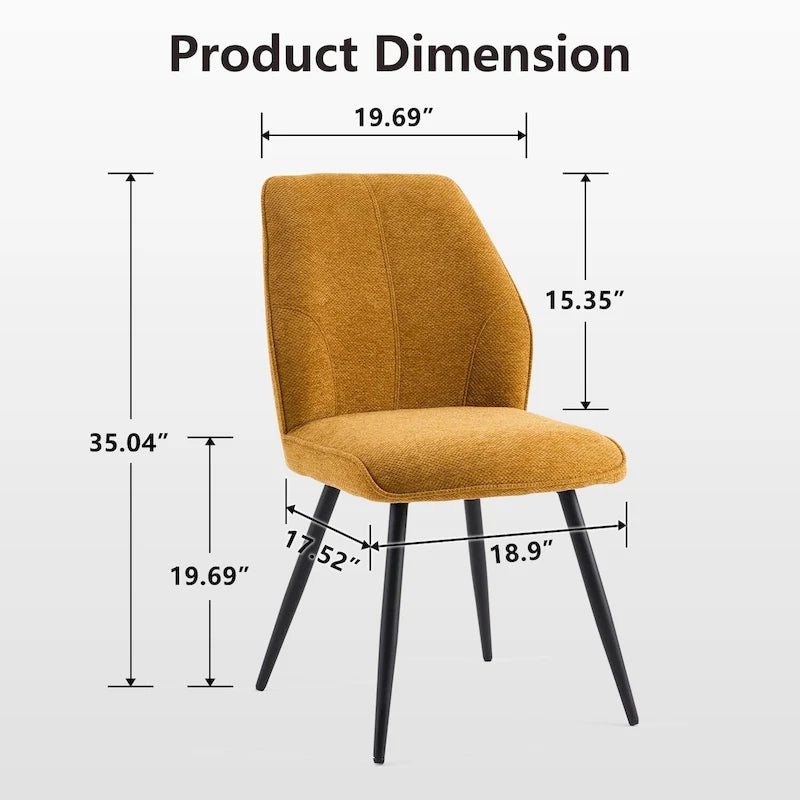 Chaises de salle à manger sans accoudoirs en tissu style milieu de siècle, lot de 2