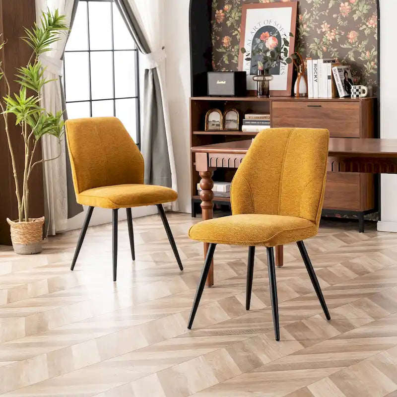 Chaises de salle à manger sans accoudoirs en tissu style milieu de siècle, lot de 2