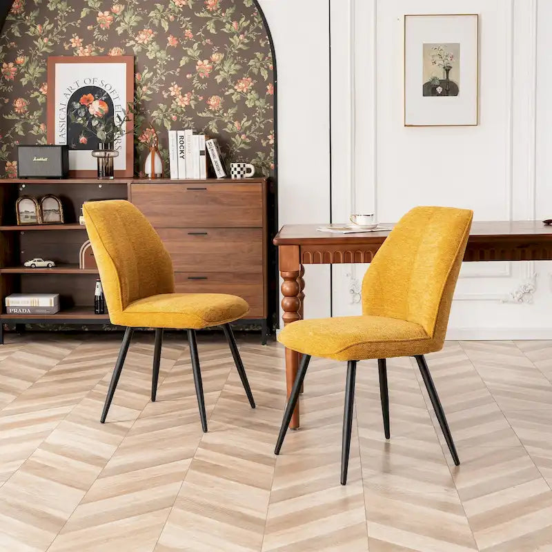 Chaises de salle à manger sans accoudoirs en tissu style milieu de siècle, lot de 2