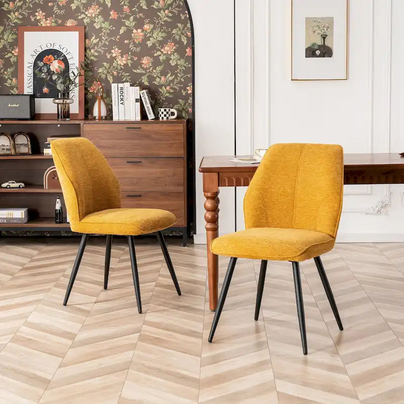Chaises de salle à manger sans accoudoirs en tissu style milieu de siècle, lot de 2