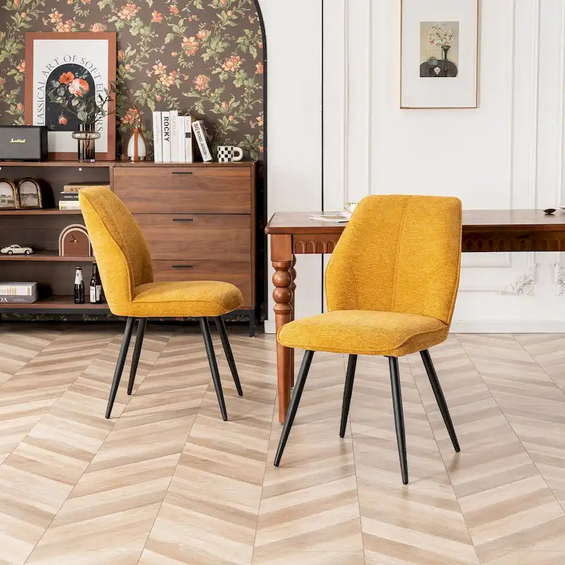 Chaises de salle à manger sans accoudoirs en tissu style milieu de siècle, lot de 2