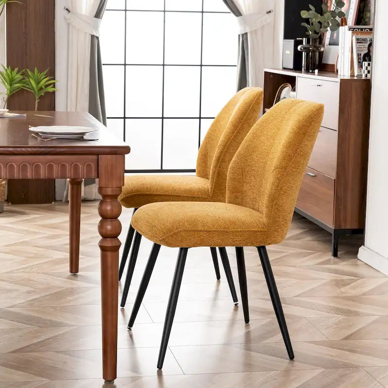 Chaises de salle à manger sans accoudoirs en tissu style milieu de siècle, lot de 2