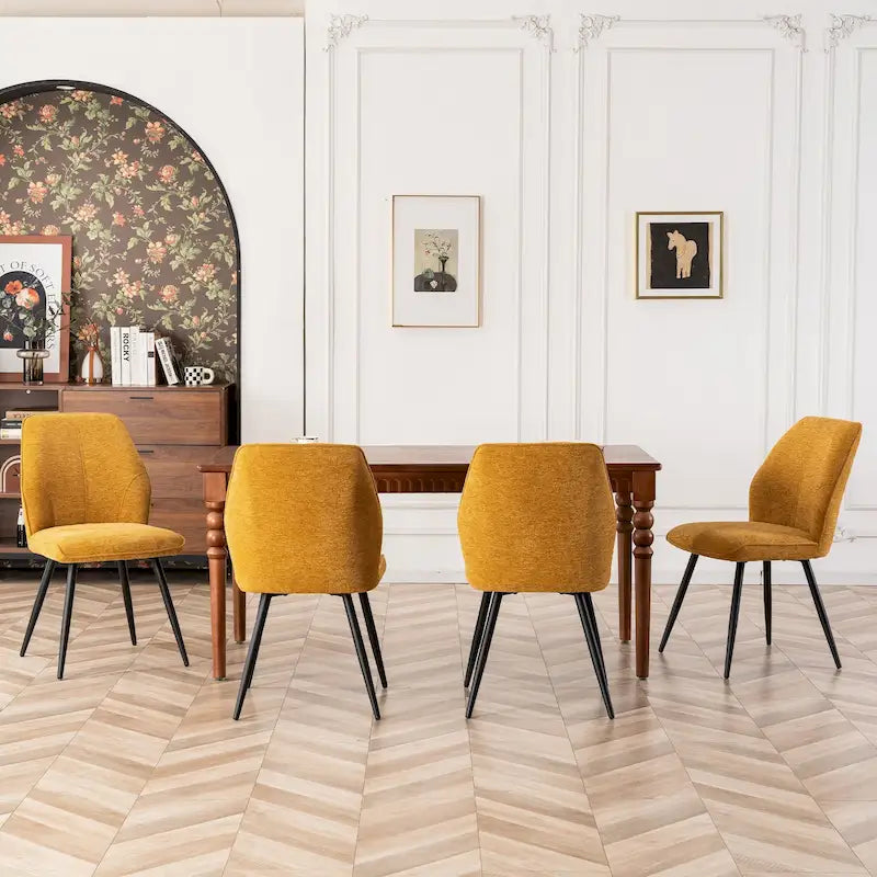 Chaises de salle à manger sans accoudoirs en tissu style milieu de siècle, lot de 2