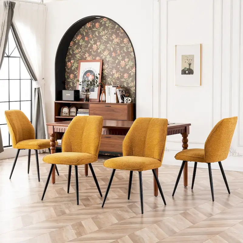 Chaises de salle à manger sans accoudoirs en tissu style milieu de siècle, lot de 2