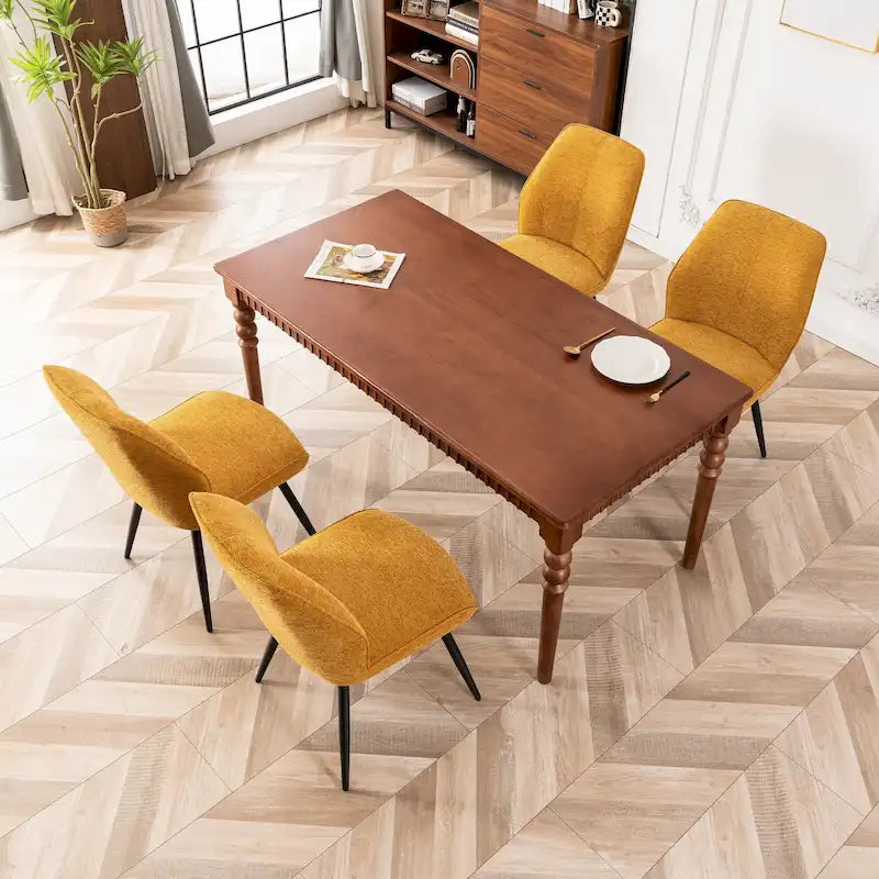 Chaises de salle à manger sans accoudoirs en tissu style milieu de siècle, lot de 2