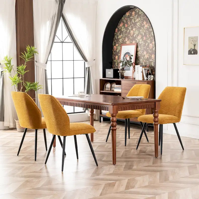 Chaises de salle à manger sans accoudoirs en tissu style milieu de siècle, lot de 2