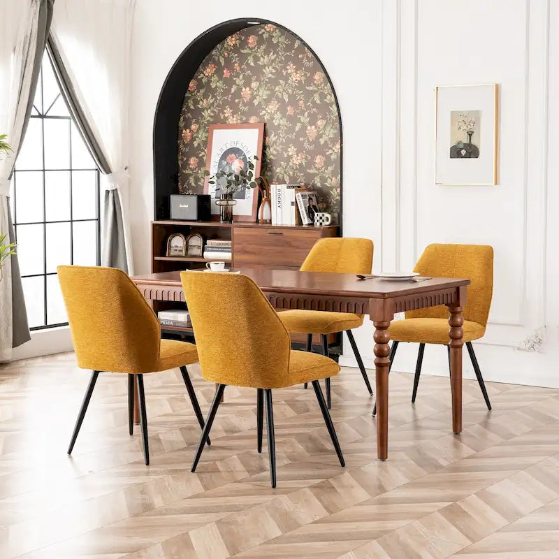 Chaises de salle à manger sans accoudoirs en tissu style milieu de siècle, lot de 2