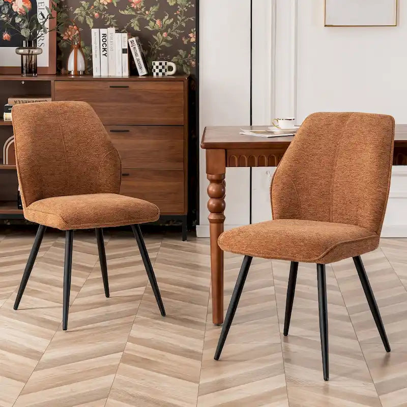 Chaises de salle à manger sans accoudoirs en tissu style milieu de siècle, lot de 2