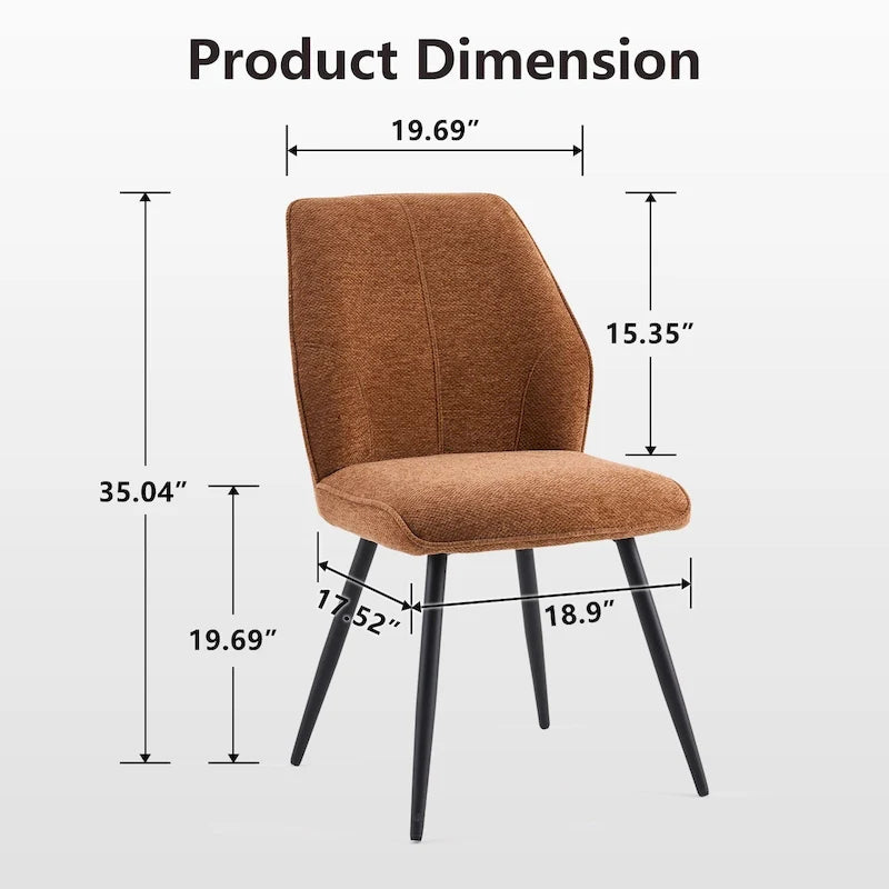 Chaises de salle à manger sans accoudoirs en tissu style milieu de siècle, lot de 2